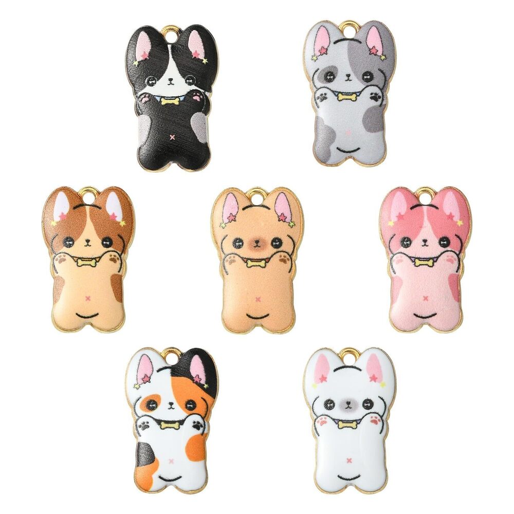 8868 35pcs 7 Colors Dog Themed Enamel Charms Cute Pet Metal Charms Funny